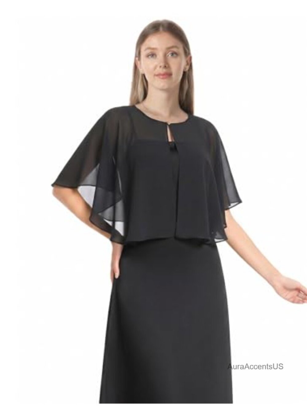 Chiffon Capelet Shawl Wrap for Women Lightweight Elegant Bridal Wedding Party